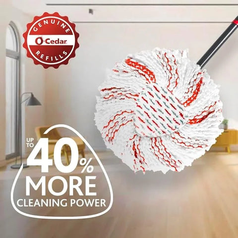 O-Cedar EasyWring Deep Clean Refill | 40% More Cleaning Power | Microfiber Mop Refill Compatible with O-Cedar EasyWring Spin Mop & Bucket System (Pack of 4)