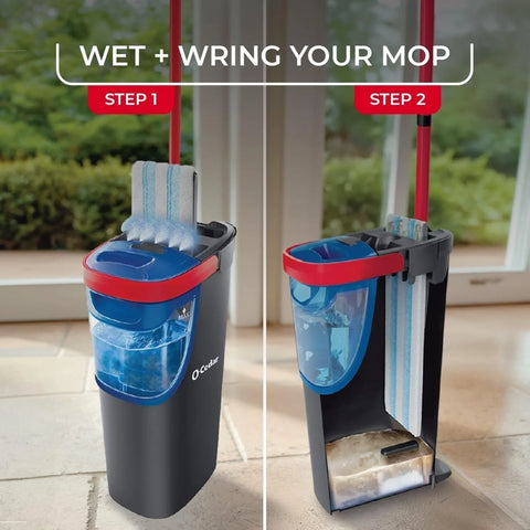 O-Cedar H2prO Flat Mop System with 2 Mop Head Refills | Quick Cleaning Tool | Clean with Clean Water | Machine Washable Reusable Microfiber Mop Pad | Safe on Wood Floors, Vinyl,Tile, Baseboards, Walls